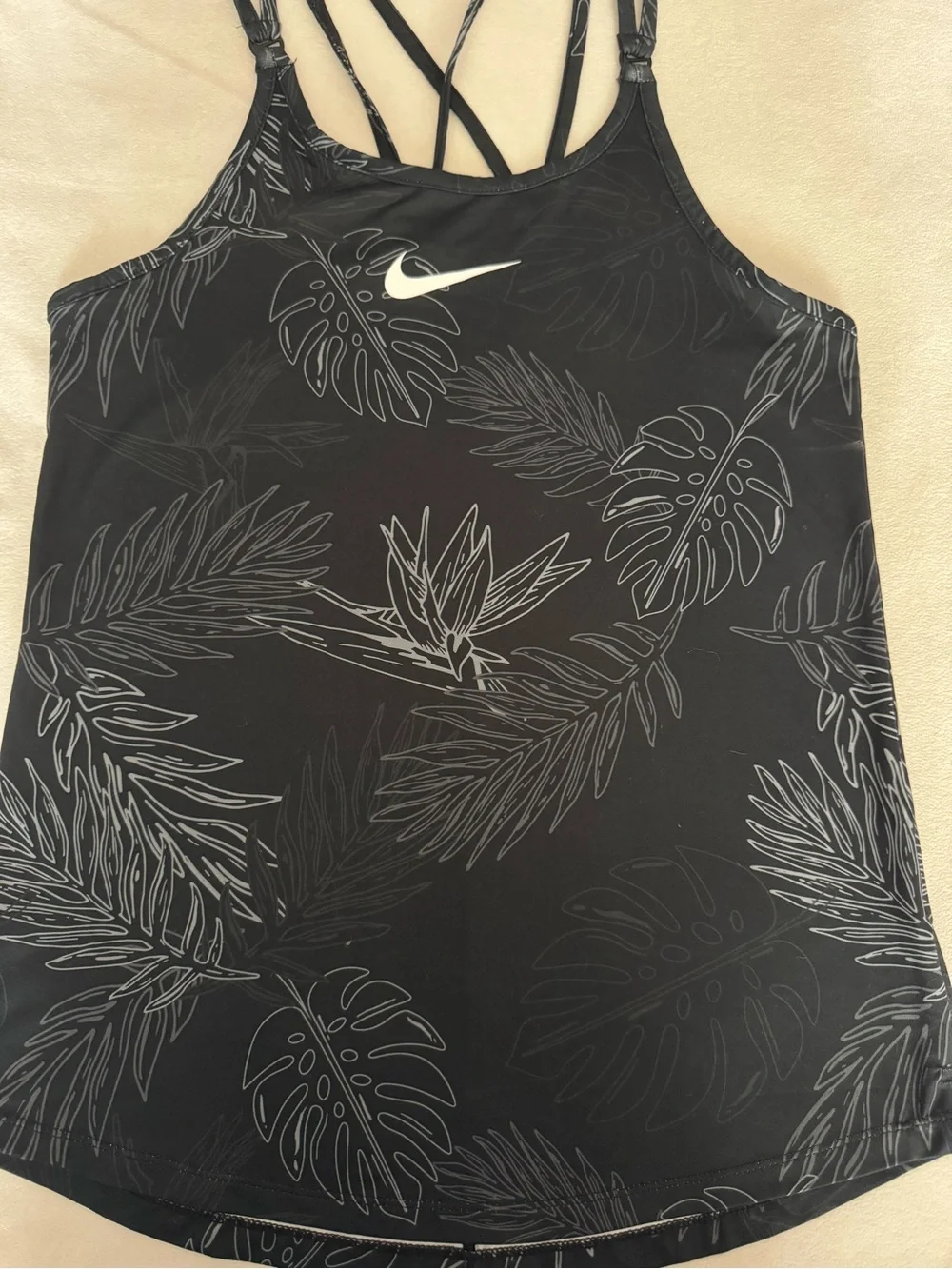 Nike Black & White Tropical-Print Racerback Tank